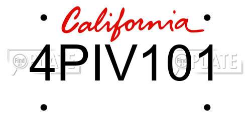 4PIV101 California License Plate