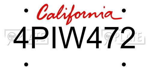 4PIW472 California License Plate