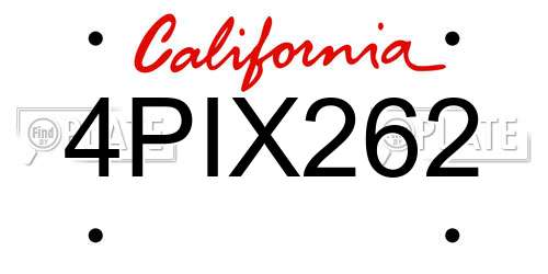 4PIX262 California License Plate