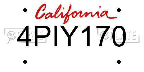 4PIY170 California License Plate