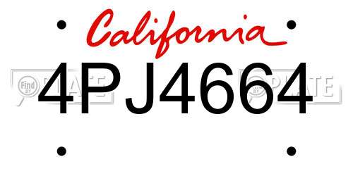 4PJ4664 California License Plate