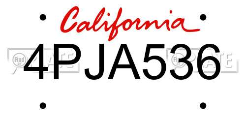 4PJA536 California License Plate