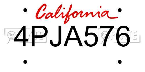 4PJA576 California License Plate