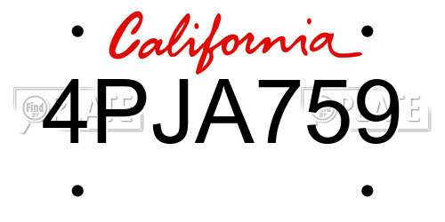 4PJA759 California License Plate