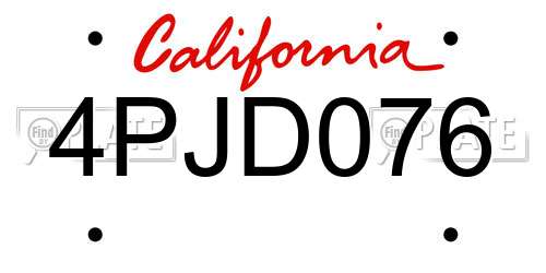 4PJD076 California License Plate