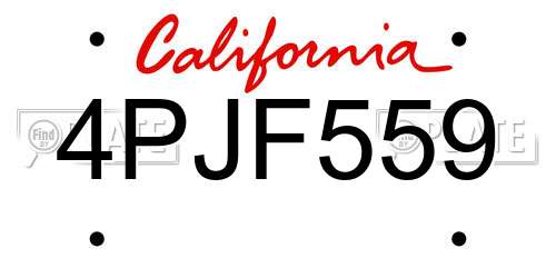 4PJF559 California License Plate