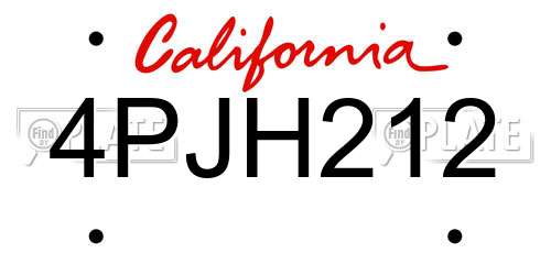 4PJH212 California License Plate