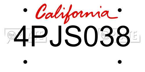 4PJS038 California License Plate