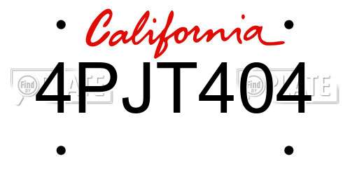 4PJT404 California License Plate