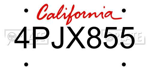 4PJX855 California License Plate