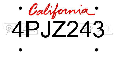 4PJZ243 California License Plate