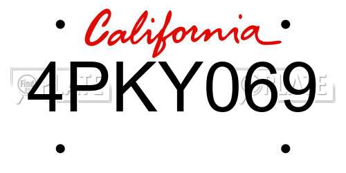 4PKY069 California License Plate