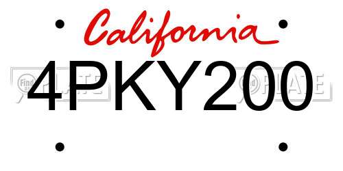 4PKY200 California License Plate
