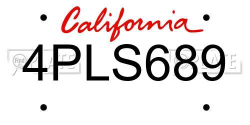 4PLS689 California License Plate