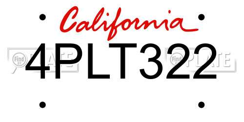 4PLT322 California License Plate