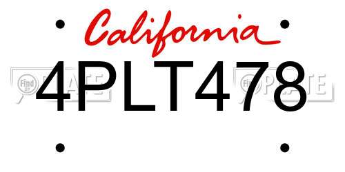 4PLT478 California License Plate
