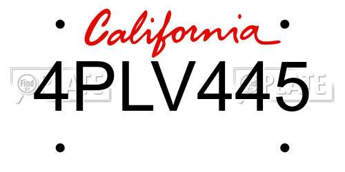 4PLV445 California License Plate