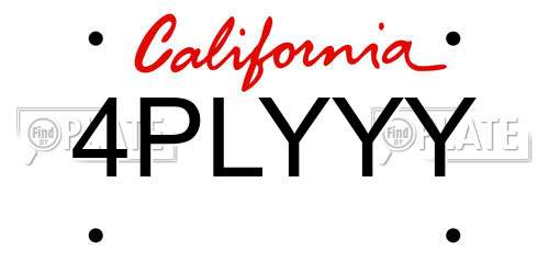 4PLYYY California License Plate