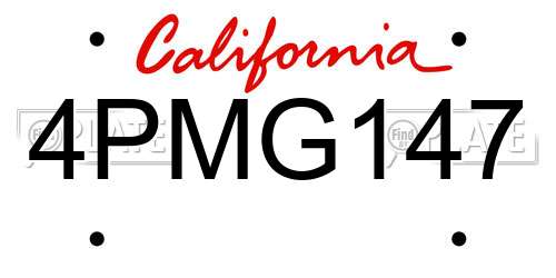 4PMG147 California License Plate