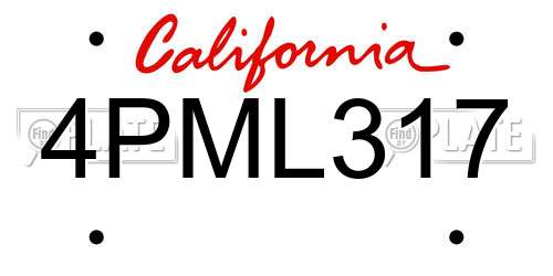 4PML317 California License Plate