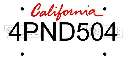 4PND504 California License Plate