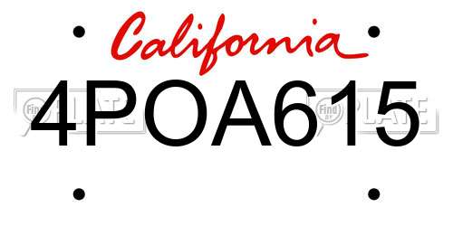 4POA615 California License Plate