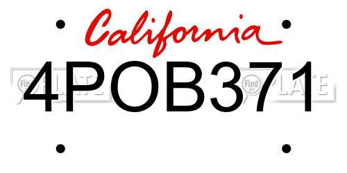4POB371 California License Plate