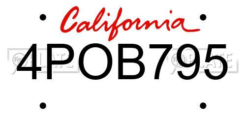 4POB795 California License Plate