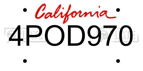 4POD970 California License Plate