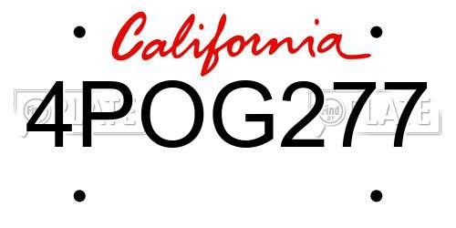 4POG277 California License Plate