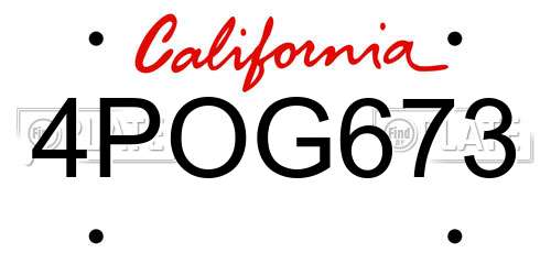 4POG673 California License Plate