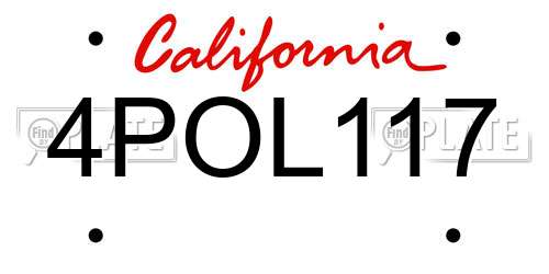 4POL117 California License Plate