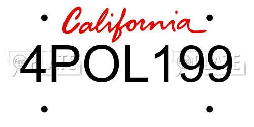4POL199 California License Plate