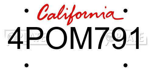4POM791 California License Plate