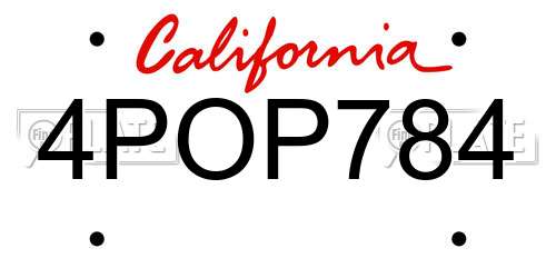 4POP784 California License Plate