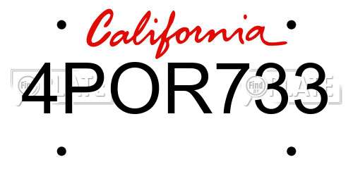 4POR733 California License Plate
