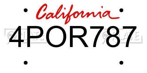 4POR787 California License Plate