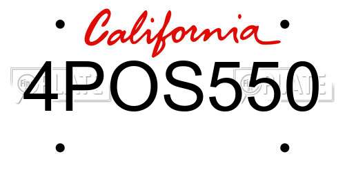 4POS550 California License Plate
