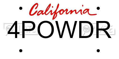 4POWDR California License Plate