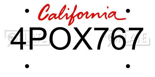 4POX767 California License Plate