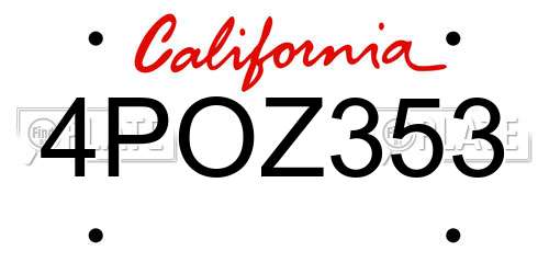 4POZ353 California License Plate
