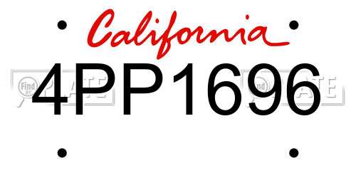 4PP1696 California License Plate