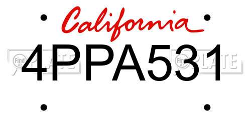 4PPA531 California License Plate