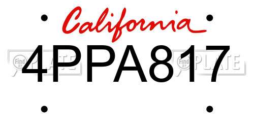 4PPA817 California License Plate