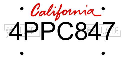 4PPC847 California License Plate