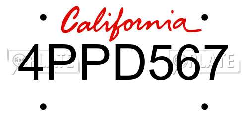 4PPD567 California License Plate