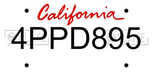 4PPD895 California License Plate
