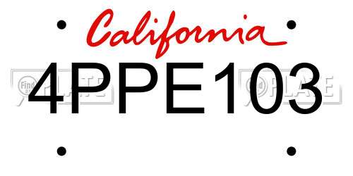 4PPE103 California License Plate