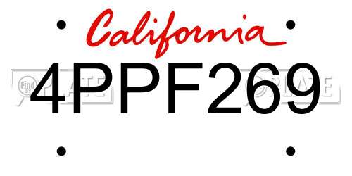 4PPF269 California License Plate