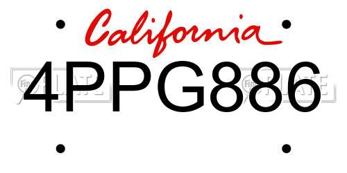 4PPG886 California License Plate
